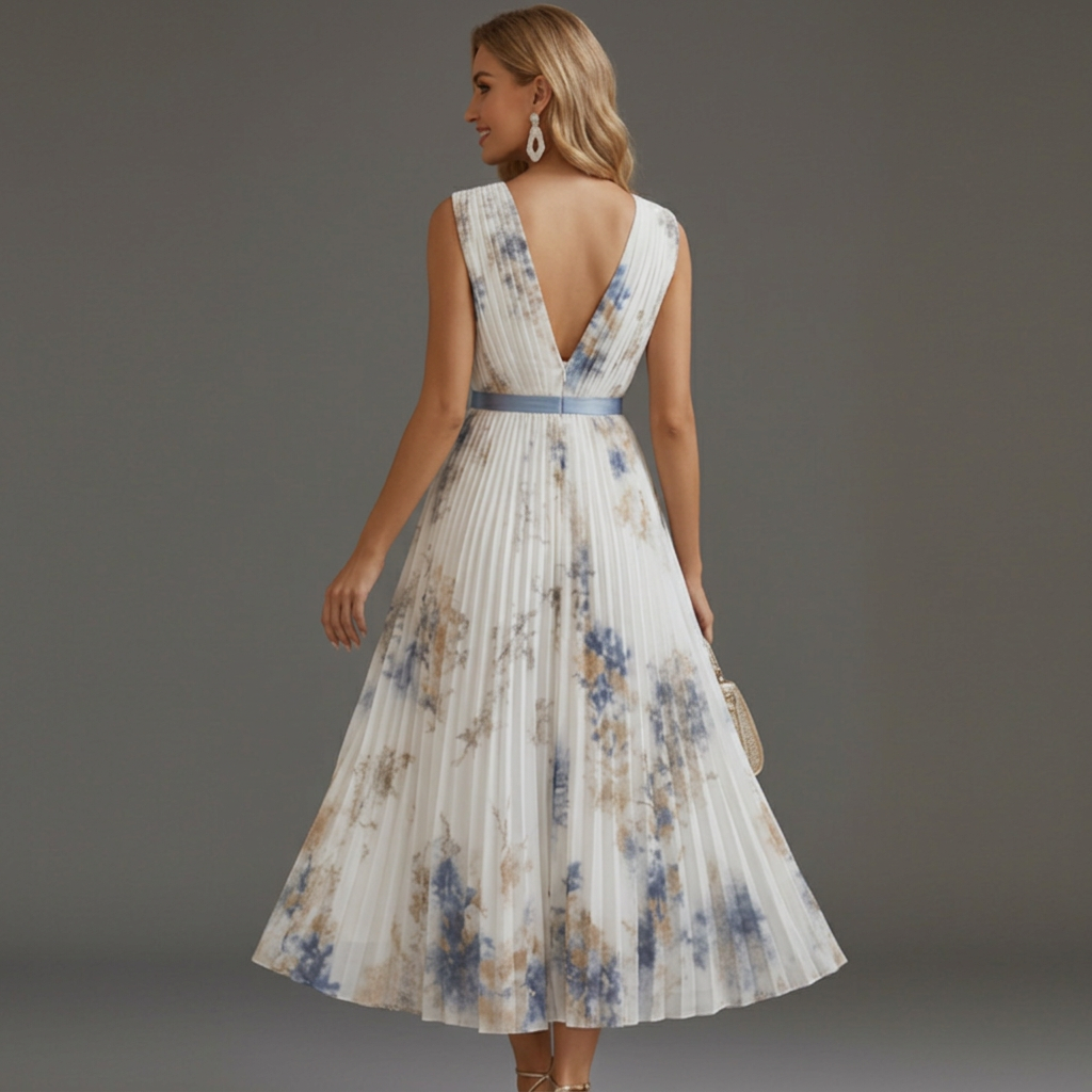 Elsay | Wedding Guest Dress with V-Neckline