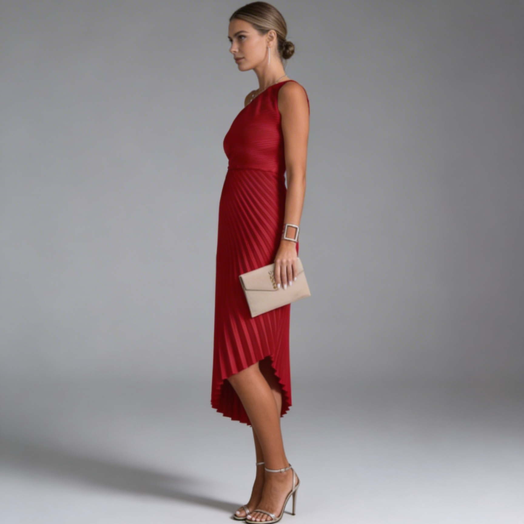 Hara | Graceful One Shoulder Pleated Maxi Dress