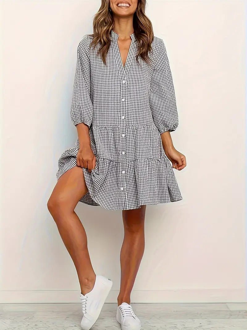stephanie-womens-gingham-button-down-mini-dress-3-4-sleeve-img3.jpg