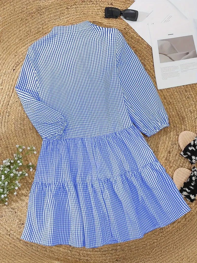stephanie-womens-gingham-button-down-mini-dress-3-4-sleeve-img5.jpg